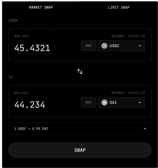 BitPool Limit Swap Interface